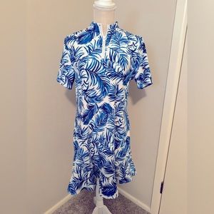 Tommy Bahama Cobalt Blue Leaves Golf Dress Sz L